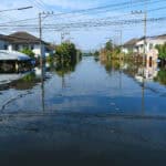 street under flood waters